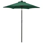 Umbrelă de soare cu lumini LED, verde, 200x211 cm, aluminiu GartenMobel Dekor