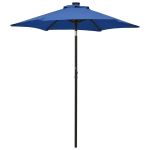 Umbrelă de soare cu LED-uri, albastru azur 200x211 cm aluminiu GartenMobel Dekor