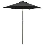 Umbrelă de soare cu lumini LED, negru, 200x211 cm, aluminiu GartenMobel Dekor