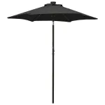 Umbrelă de soare cu lumini LED, negru, 200x211 cm, aluminiu GartenMobel Dekor