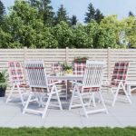 Perne scaun spătar înalt 6 buc. roșu carouri 120x50x3 cm textil GartenMobel Dekor