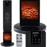 Șemineu electric tip coloană Powermat PM-GKL-3500DLK, 2500W, efect flacără