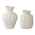 Set 2 vaze din ceramică albă glazurată House Nordic, forme texturate