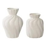 Set 2 vaze din ceramică albă glazurată House Nordic, forme texturate