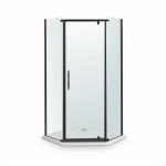 Cabină de duș pentagonală Leziter Celtic 100x100 cm cu tavă slim, profil negru
