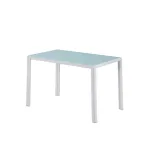 Masă dining Leziter Ezra 120x70 cm, sticlă securizată albă, cadru metalic