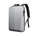 Rucsac pentru laptop Leziter Axen rigid, 15,6 inch, USB, antifurt TSA, argintiu