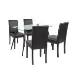 Set masă dining Leziter Alen cu 4 scaune, sticlă securizată, negru