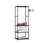 Suport de haine Leziter LRA-03 negru, cu 3 rafturi si bara pentru umerase