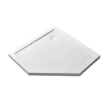 Tavă de duș pentagonală Leziter Modena Slim 100x100 cm, acril ABS alb, profil 5 cm