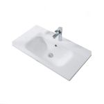 Lavoar Wellis Azori 80x46 cm din marmură artificială turnată, alb