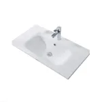 Lavoar Wellis Azori 80x46 cm din marmură artificială turnată, alb