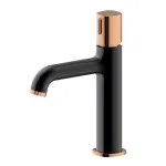 Robinet pentru chiuvetă Wellis Meliora, negru mat cu accente auriu roz