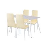 Set de sufragerie Leziter Jenna 4+1 bej cu masă Bora și 4 scaune