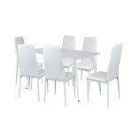 Set dining Leziter Jenna 6+1 alb cu masă Bora și 6 scaune Tino NOVA