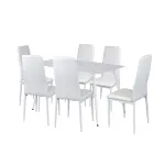 Set dining Leziter Jenna 6+1 alb cu masă Bora și 6 scaune Tino NOVA