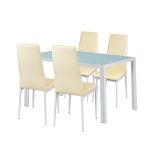 Set dining Leziter Liana 4+1 bej cu masă din sticlă securizată, 4 scaune