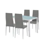 Set de dining Leziter Midland 4+1 cu masă din sticlă și 4 scaune gri