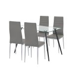 Set dining Leziter Nash 4+1 cu masă din sticlă securizată 120 cm, gri