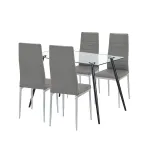 Set dining Leziter Nash 4+1 cu masă din sticlă securizată 120 cm, gri