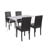 Set masă dining Leziter Megan 4+1, alb-negru, masă 140x80 cm + 4 scaune