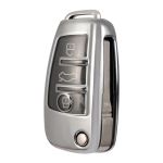 Husa Cheie Compatibila cu Briceag Audi 3 Butoane SILVER TPU+PC