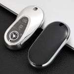 Husa Cheie Smartkey Compatibila cu Mercedes Benz 3 Butoane Gri TPU+PC S Class W223 2020 2021
