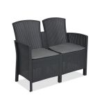 Canapea de grădină Leziter Lima cu 2 locuri, ratan artificial, grafit