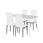 Set dining Leziter Renton 4+1 alb-negru cu masă Bora și scaune Tino Nova