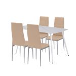 Set masă dining Leziter Renton 4+1, bej-gri, blat piatră sinterizată