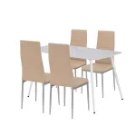 Set masă dining Leziter Renton 4+1, bej-gri, blat piatră sinterizată