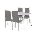 Set dining Leziter Renton 4+1, masă cu blat din piatră sinterizată, gri