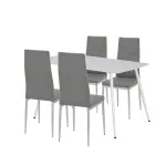 Set dining Leziter Renton 4+1, masă cu blat din piatră sinterizată, gri