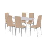 Set de dining Leziter Renton 6+1, masă cu piatră sinterizată, bej-gri