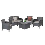 Set mobilier de grădină Leziter Venus II Big, 5 locuri, rattan grafit