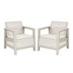 Set 2 fotolii de grădină Curver Scandi Linea Duo, gri-bej pietriș, asamblare CLICK