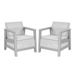 Set 2 fotolii de grădină Curver Scandi Linea Duo, gri cenușă-gri deschis