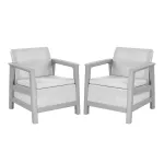 Set 2 fotolii de grădină Curver Scandi Linea Duo, gri cenușă-gri deschis