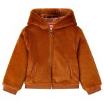 Jachetă cu glugă pentru copii, blană artificială, coniac, 116 GartenMobel Dekor
