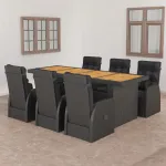Set mobilier de exterior cu perne, 7 piese, negru, poliratan GartenMobel Dekor