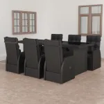 Set mobilier de exterior cu perne, 7 piese, negru, poliratan GartenMobel Dekor