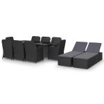 Set mobilier de grădină, 11 piese, negru, poliratan GartenMobel Dekor