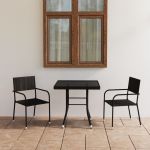 Set mobilier de grădină, 3 piese, negru, poliratan GartenMobel Dekor