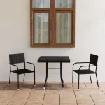 Set mobilier de grădină, 3 piese, negru, poliratan GartenMobel Dekor