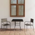 Set mobilier de grădină, gri, 3 piese, antracit, poli ratan GartenMobel Dekor