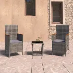 Set mobilier de grădină cu perne, 3 piese, gri, poliratan GartenMobel Dekor