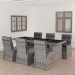 Set mobilier de grădină cu perne, 7 piese, gri, poliratan GartenMobel Dekor
