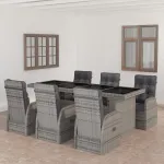 Set mobilier de grădină cu perne, 7 piese, gri, poliratan GartenMobel Dekor