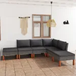 Set mobilier de grădină cu perne, 6 piese, gri, poliratan GartenMobel Dekor