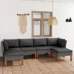 Set mobilier de grădină cu perne, 6 piese, gri, poliratan GartenMobel Dekor